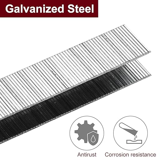 uxcell 22 Gauge Narrow Crown Staples 3/8" x9/16, 10000Pcs Galvanized Steel for Pneumatic, Electric Stapler, White