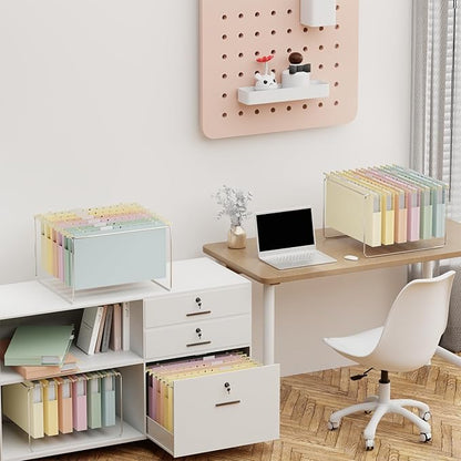 Extra Capacity Legal Size Hanging File Folders,1" Pastel Expanding Pocket,12 Pack Plastic Hanging Folder with Tabs,Filing Cabinet Folders for Your Home Office School Bulk File and Documents
