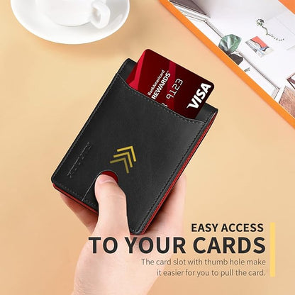 RUNBOX Wallet for Men Slim 11 Credit Card Holder Slots Leather RFID Blocking Small Thin Men's Wallet Bifold Minimalist Front Pocket Large Capacity Gift Box