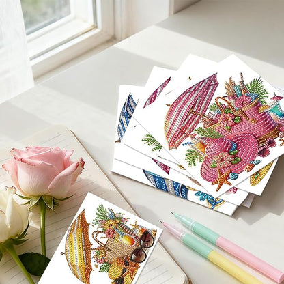 24 Pack DIY Diamond Art Greeting Cards Surprise, 5D Diamond Painting Card Kit with Envelopes for Adults, Handmade Crystal Rhinestone Art Card Craft Gift, Diamond Art Birthday Christmas Thank You Cards