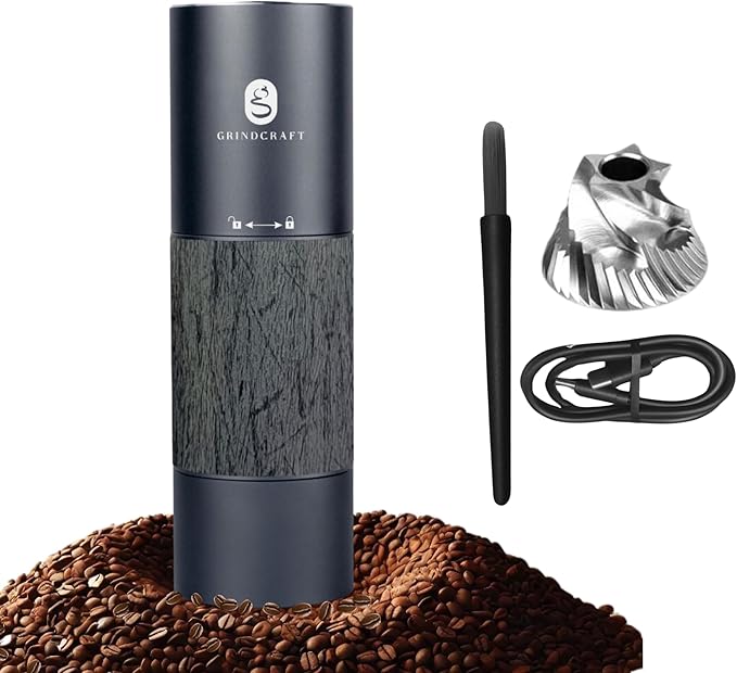 Electric Coffee Grinder, Stainless Steel Burr Grinder for coffee and espresso grinding; For home, travel, camping and office use (Gray), Small, GC-EO1