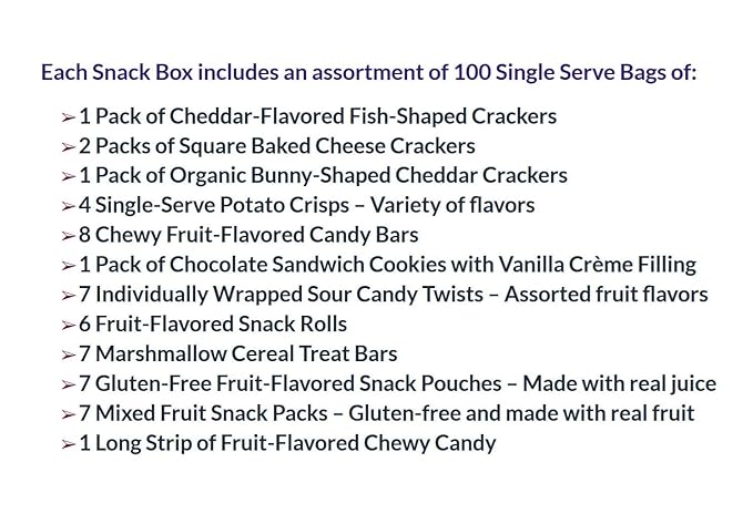Foxy Fane 100-Count Holiday Snack Box for Kids - Perfect Variety Pack of 100 Snacks & Treats for Back to School, Christmas, Everyday Gifts - Great for Family, Friends, or Office