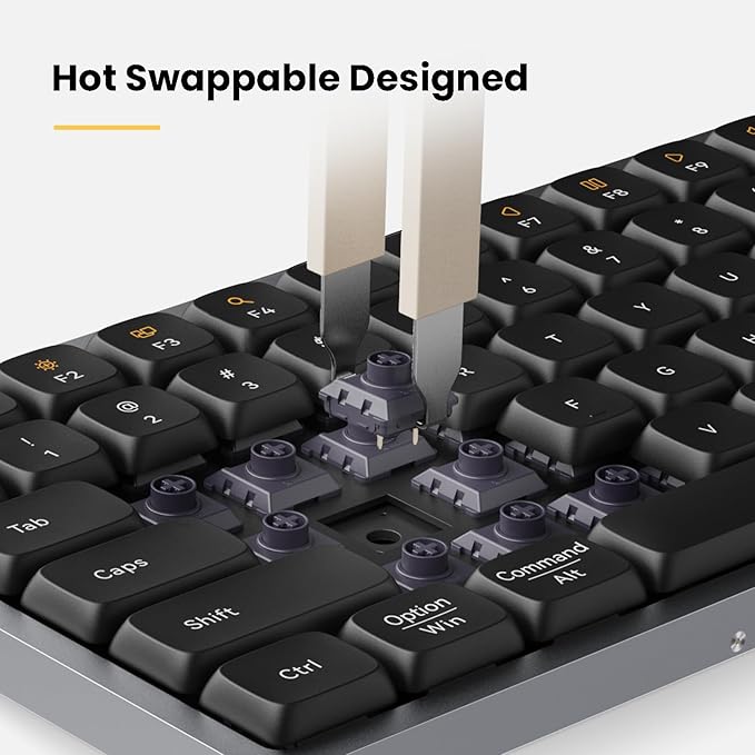 LOFREE Flow84 Low Profile Mechanical Keyboard, 75 Percent Rechargeable Wireless Keyboards with Bluetooth and Wired Connection for Windows, Mac OS/White Ghost Linear Switches