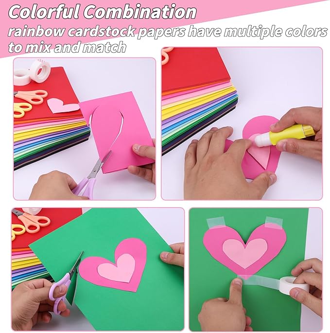 8.5” x 11” Colored Cardstock Bulk, 300 sheets Cardstock Paper Set, 30 Assorted Colors Construction Paper,180 GSM Card Stock Scrapbooking Supplies for Diy Crafts Cricut Card Making