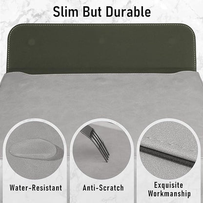 Allinside 13 Inch Laptop Sleeve Case for MacBook Air 13 2018-2025/MacBook Pro 13 2016-2022/Macbook Pro 14 2021-2024, Waterproof PU Leather Horizontal Envelope Protective Case Cover, Gray