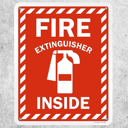 SmartSign 30 x 24 inch “Fire Extinguisher Inside” Metal Sign with Pre-cleared Holes, 80 mil Laminated Rustproof Aluminum, Red and white, Made in USA
