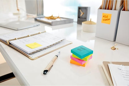 Post-it Super Sticky Notes, Assorted Sizes, 4 Pads, 2X The Sticking Power, Supernova Neons, Neon Colors, Recyclable (4622-SSMIA)