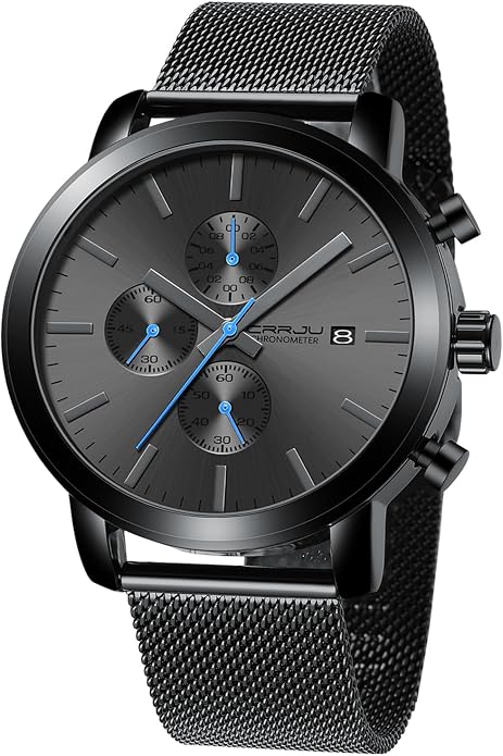 CRRJU Mens Stylish Casual Quartz Watches for Men Luxury Waterproof Calendar Chronograph Japan Movement Wristwatches