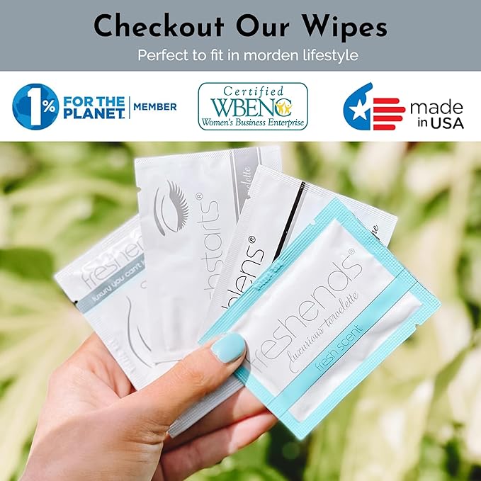 Freshends Flushable Individually Wrapped Wipes – 50 Bulk Pack Luxurious Towelettes, Guest Bathroom Essentials for Weddings, Restaurants, Bars & Clubs – Blue, Travel-Size, Disposable