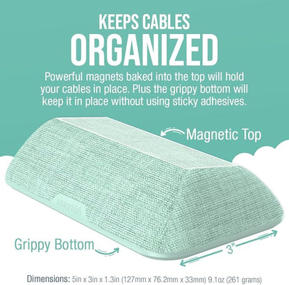 Smartish® Magnetic Cord Holder - Bigger Cable Wrangler Organizer with Magnet Clips for Charger Management on Desktop, Nightstand, or Side Table - Holds 6+ Cables - Teal Me More