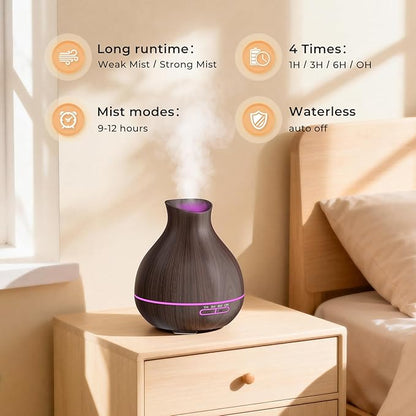 BZseed Aromatherapy Essential Oil Diffuser, 550ml Ultrasonic Fragrant Oil Large Room Humidifier, Diffusers for Home with Timer and Waterless Auto-Off, 7 Color LED Lights,Cool Mist Humidifiers