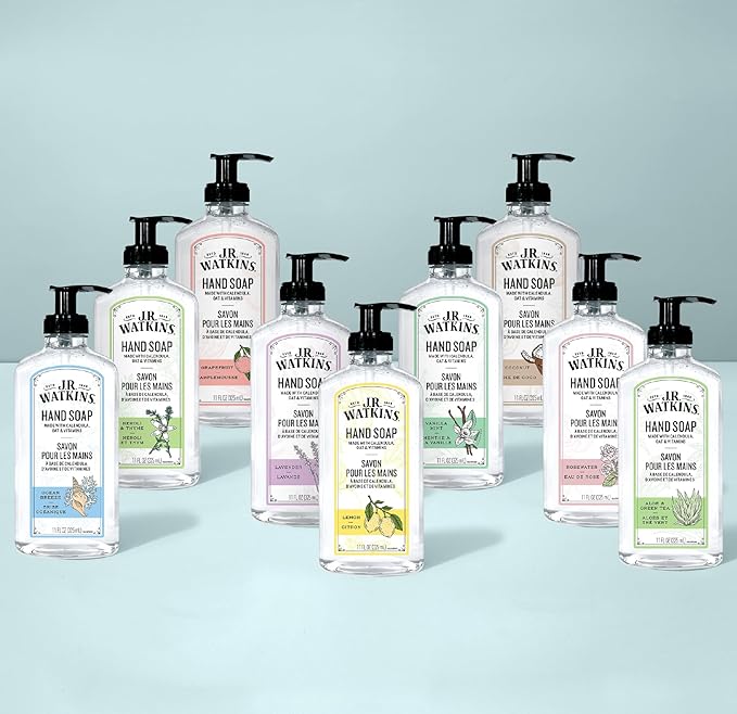 J.R. Watkins Gel Hand Soap Refill, Moisturizing Hand Wash, Formulated with Plant-Based Cleansers, Alcohol-Free, Cruelty-Free, Lemon, 34 Fl Oz, 2 Pack