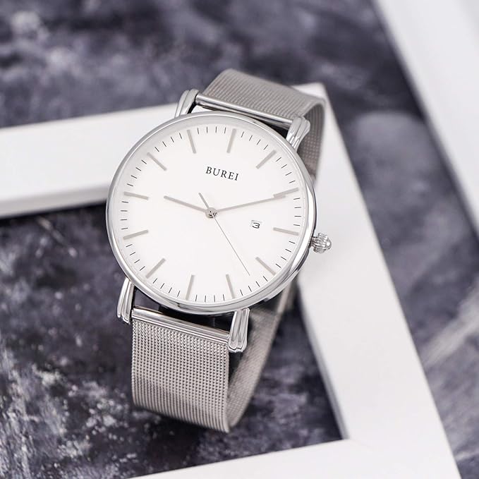 BUREI Men Wrist Watches Fashion Minimalist Analog Quartz Waterproof Watches for Men