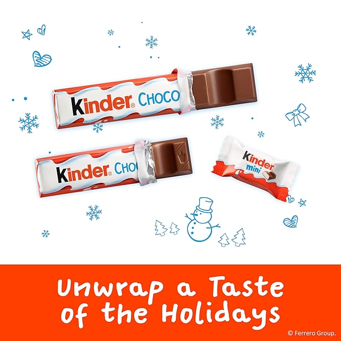 Kinder Chocolate Mini, 29.2 oz Bulk Pack, Up to 138 Minis, Milk Chocolate Bar with Creamy Milky Filling, Individually Wrapped Candy
