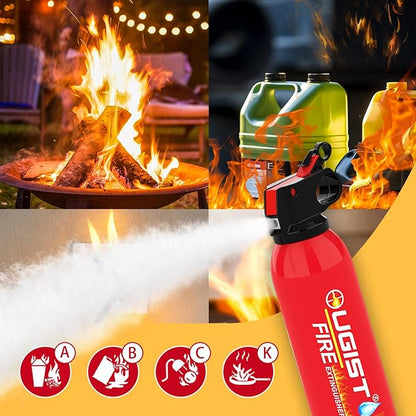 Ougist Small Portable Fire Extinguisher for Home and Kitchen, 21oz Each, 1-Pack, Water-Based Fire Extinguishers for Quick Emergency Response, Prevent Re-Ignition, Ideal for Vehicle and Camping, MSJ620