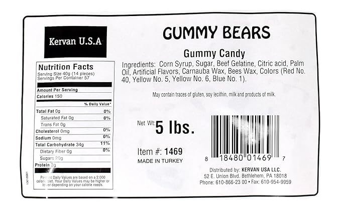 Kervan Candy Bebeto Assorted Gummy Bears - Fruity, Soft & Sweet Gummy Candy Bulk for Kids, Gift Snacks and Parties - Assorted Bear Gummies Party Size Bag (5 lbs)