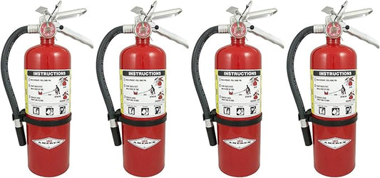 Amerex B402 5 lb. ABC Dry Chemical Class A B C Fire Extinguisher, with Wall Bracket, 4 Pack