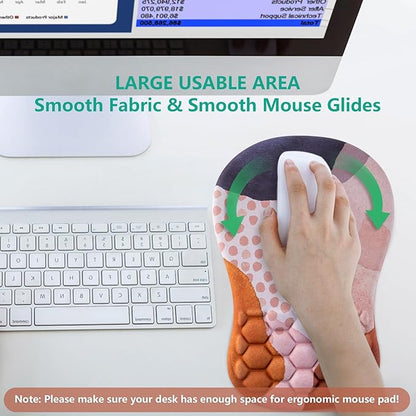 Mouse Pad Wrist Support, Ergonomic Mouse Pad with Wrist Rest, Comfortable Computer Mouse Pad for Laptop, Pain Relief Mousepad with Non-Slip PU Base Boho