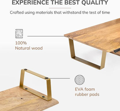 Anji Mountain Monitor Stand - Desktop Organizer & Laptop Riser, Ergonomic Monitor Riser, Space-Saving Monitor Stand for Desk, Durable Construction, Easy Assembly, Ideal for Home & Office,Natural