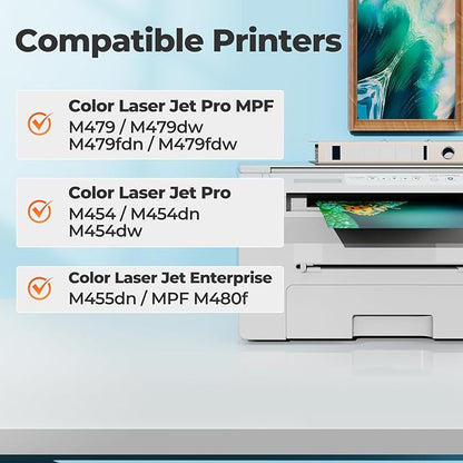 414A Toner Cartridge 4 Pack High Yield MFP M479fdw (with Chip) Compatible for HP 414A 414X Work for Color Laser Jet Pro MFP M479fdw Toner M454dw M454dn M455dn MFP M480f M479dw M479fdn Printer W2020A