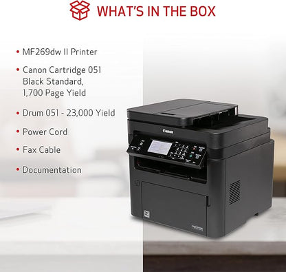 Canon imageCLASS MF269dw II - Monochrome, Duplex Wireless Laser Printer, All-in-One with Scanner, Copier, Fax, Auto Document Feeder, Mobile Ready, 30 PPM, Black