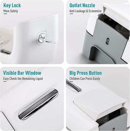 interhasa! Soap Dispenser Wall Mount Refillable 28oz Hand Sanitizer Dispenser Commercial Hand Soap Dispenser for Bathroom Support Liquid Gel Soap