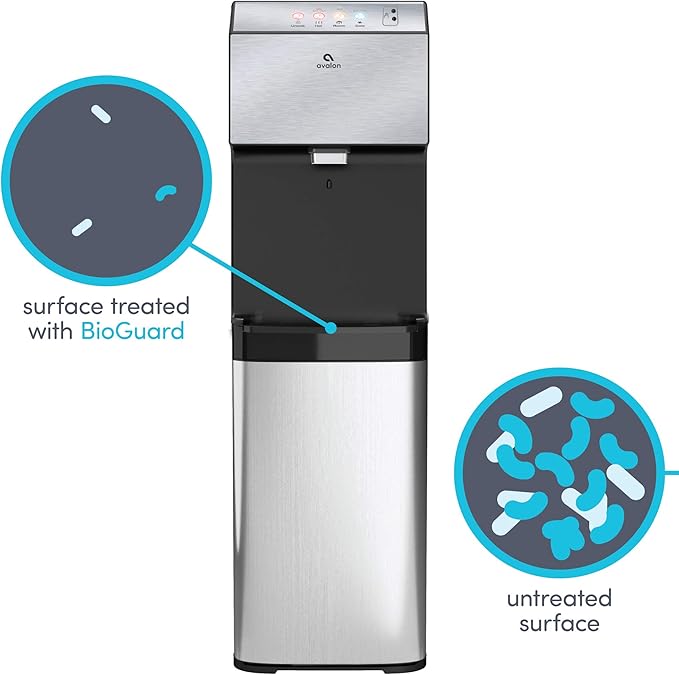 Avalon Hand-Free Touchless Electric Bottleless Water Cooler Dispenser with BioGuard- 3 Temperatures, Digital Clock with Temperature Control, Self Cleaning, Anti-Microbial Coating, Stainless Steel