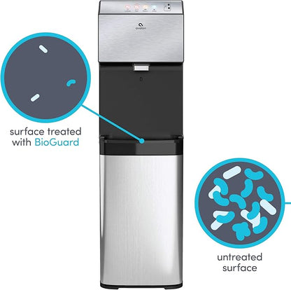 Avalon Hand-Free Touchless Electric Bottleless Water Cooler Dispenser with BioGuard- 3 Temperatures, Digital Clock with Temperature Control, Self Cleaning, Anti-Microbial Coating, Stainless Steel