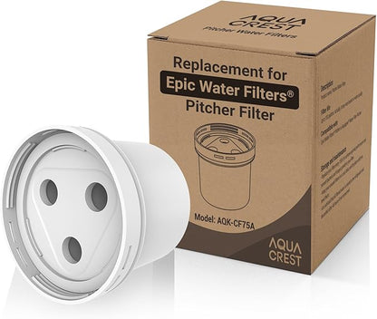 AQUA CREST Filter Compatible with All Epic Water Filters® Pitchers and Dispensers, Aquagear® Water Filter Pitchers, 150-Gallon Long-Life, BPA Free, 1 Pack