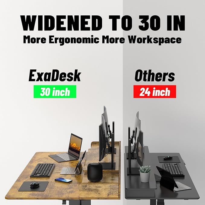 63 x 30 Inch Standing Desk with 2 Drawers, Adjustable Height Widened Stand Up Desk with Storage, Sit to Stand Ergonomic Workstation for Home Office, Rustic Brown