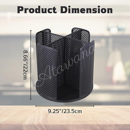 Rotatable Coffee Cup Dispenser with 4 Compartments, Atavarna Cups and Lids Holder for 5-16oz Cups Organizer for Restaurant, Coffee Station, Bar, Office, Home-9.25" x 9.25" x 8.66"