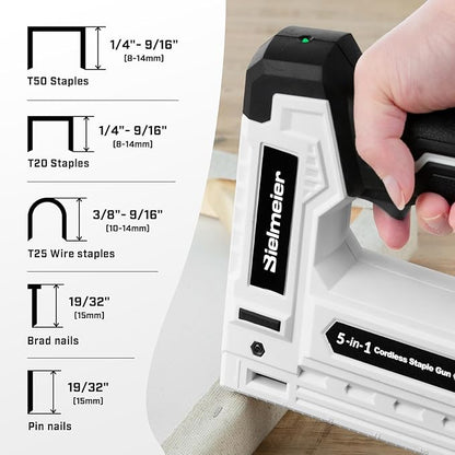Bielmeier Electric Staple Gun 5 in 1 Band Nailer, 4V Rechargeable Cordless Stapler, Pin Nail Gun Battery Powered with 1,950 Staples and Nails, Power Wire Staple Gun for Home, Wood, Upholstery, DIY
