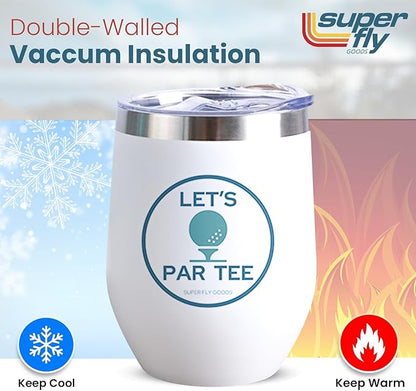 Super Fly Goods - 12oz Golf Mug – Insulated Stainless Steel Tumbler with Lid | Gifts for Women, Dad & Players, Unique Gift Idea for Golfers (Golf Tumbler)