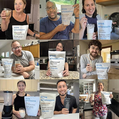 drink wholesome Vanilla Collagen Protein Powder | for Sensitive Stomachs | Gut Friendly | Additive & Dairy Free | No Artificial Sweeteners | No Bloating, Farts or Gas | No Constipation or Diarrhea