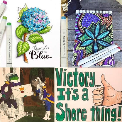 Caliart Alcohol Based Markers, 81 Colors Artist Drawing Markers Set Dual Tip Fine & Chisel Permanent Colored Art Pens, Christmas Gifts for Teen Girls Boys Kids Adults Coloring Book Illustration