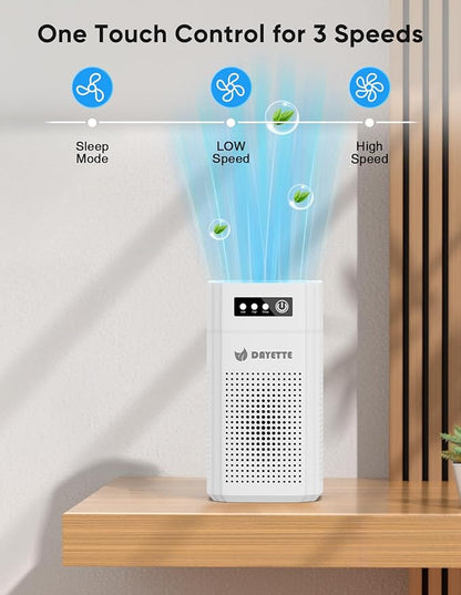 Air Purifiers for Bedroom, DAYETTE H13 True HEPA Air Filter Purifier for Small Room Up to 960 Ft², Qiuet Sleep Mode with Aroma Pad, Small Portable Air Purifier with USB Cable