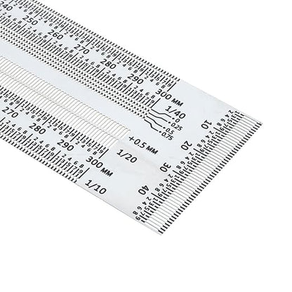 Precision Marking T-Rule Stainless Steel T Square with Mechanical Pencil & 0.5mm Refill Scribing Line Ruler for Marking or Measuring, for Carpenters, Designers, Architects, Engineers 300mm