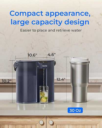 Waterdrop Compact Electric Water Filter Pitcher, 200-Gallon Rechargeable Instant Powerful Dispenser, NSF/ANSI 42&53&401, Reduce PFAS, Lead, Chlorine, 14-Cup, Blue, with 1 Filter, Does not Lower TDS