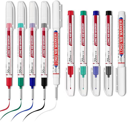 10 PCS Long Head Deep Hole Marker Pens,20mm Long Nib Marker, Longs Nose Markers, Waterproof Construction Markers Marking Tool,Permanent Markers Carpenter Ink marker Pens,Metal marking Pens