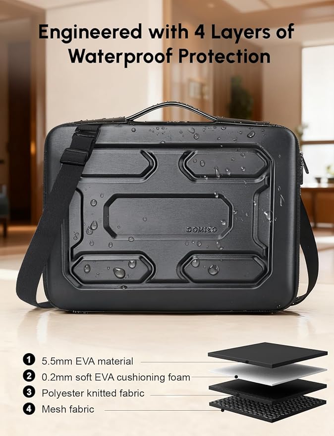 DOMISO 14 inch Laptop Sleeve Shoulder Bag Shockproof Waterproof Computer Bag EVA Protective Carrying Case Handbag for 14" ThinkPad E480/Yoga 920/13.5" Microsoft Surface Book/HP Pavilion 14 Stream 14