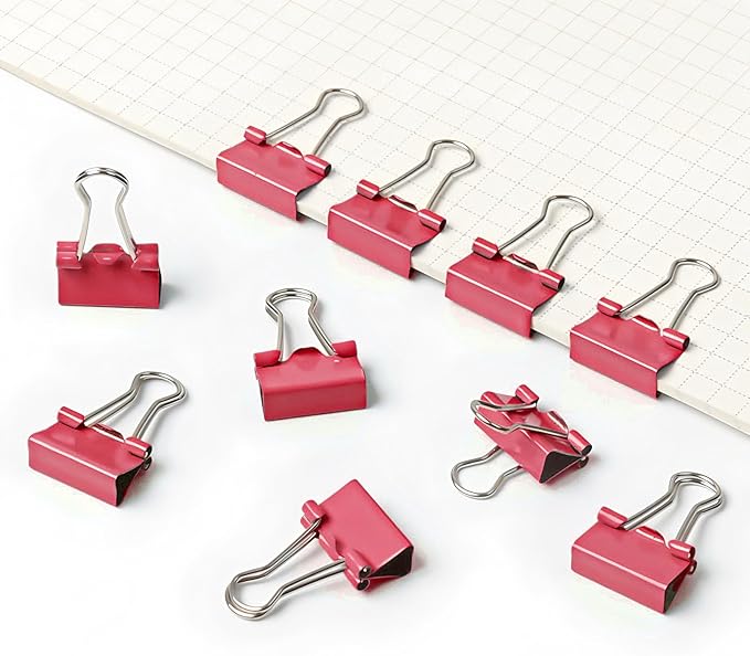 100 Pack Mini Red Binder Clips 5/8 Inch (15 mm), Colored Little Paper Clamps, Small Tiny Micro Size Paper Clips for Office Home School Business 0.6"