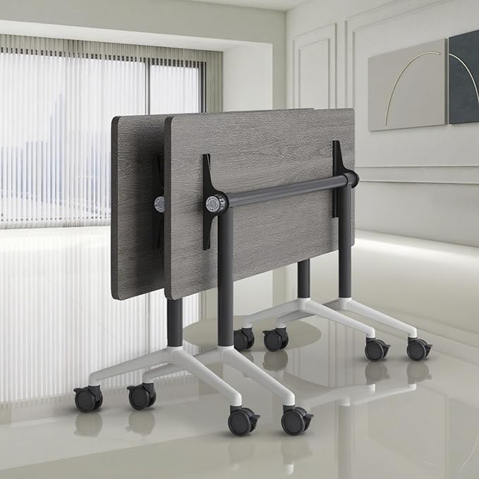 Folding Conference Room Tables, Seminar Conference Table Modern Flip Top Training Meeting Tables, Conference Room Table with Wheels for Home Office Classr,2 Pack 55.1inch