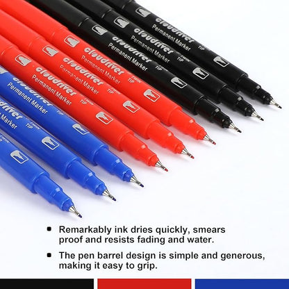 cloudriver Ultra Fine Permanent Markers, 24 Count Twin Tip Permanent Marker Set, 3 Assorted Colors, Ultra Fine Piont And Fine Piont Permanent Marker for Signature And Marking