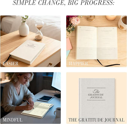 COMIX Gratitude Journal for Women Men, 5 Minute Daily Gratitude Practice, Daily Guided Prompts for Positive Thinking, Self-Reflection, and Personal Growth - Undated Planner,Beige