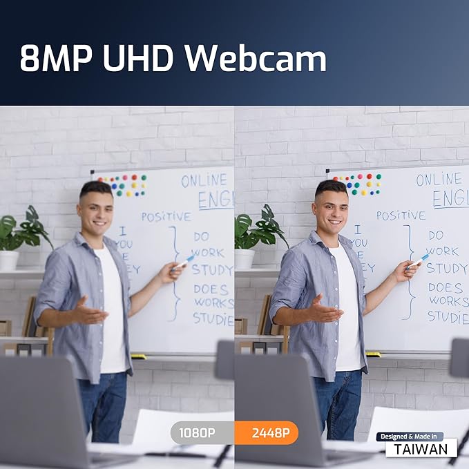 INSWAN INS-1 USB Document Camera — 8MP Ultra HD, Auto Focus, LED , Built-in Mic, Windows, Mac, iPad, Chromebook Compatible for Distance Learning, Remote Teaching, Web Conferencing, Live Demo