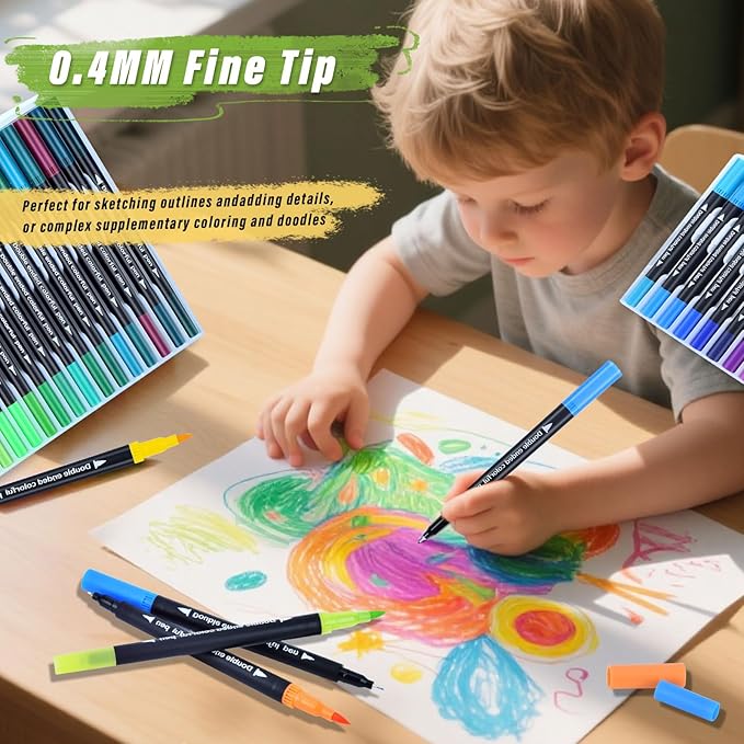 72 Colors Dual Markers Brush Pens,0.4MM Fine Point Art Marker, Double Tip Coloring Brush Pens Paint Marker for Adult Kids Hand Lettering, Drawing,Doodling,Painting
