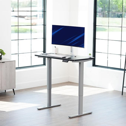 VIVO Electric 43 x 24 in Standing Desk, Memory Height Adjustment, 1B Series, One-Piece Black Top, Gray Frame, DESK-KIT-1G4B