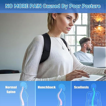 Posture Corrector for Women and Men, Adjustable Shoulder Brace Back Support for Men, Upper Back Brace for Women, Shoulder Straightener Neck Posture Corrector, Black M
