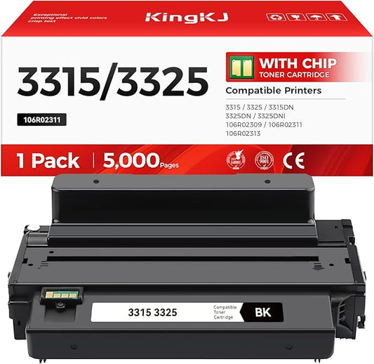 3315 3325 Toner Cartridge Black High Capacity 1-Pack Replacement for Xerox 106R02305 106R02307 Toner Compatible with Xerox Workcenter 3315 3325 3315DN 3325DN 3325DNI Laser Printer Ink All-in-One Copy