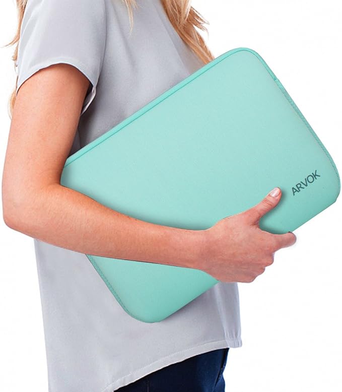 Arvok 13 13.3 14 Inch Laptop Sleeve Case for MacBook Pro/MacBook Air 13-14 inch, Water-Resistant Notebook Chromebook Computer Pouch, Carrying Bag Cover for HP/Dell/Lenovo/Asus/Acer, Light Green